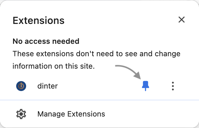 pin extension in chrome